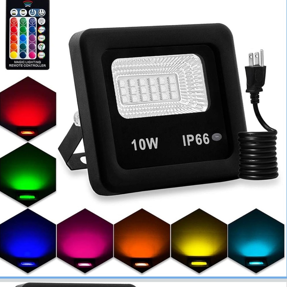 LED Flood Light with Remote Control - Black